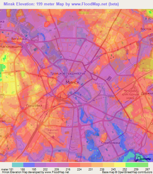 Minsk,Belarus Elevation Map