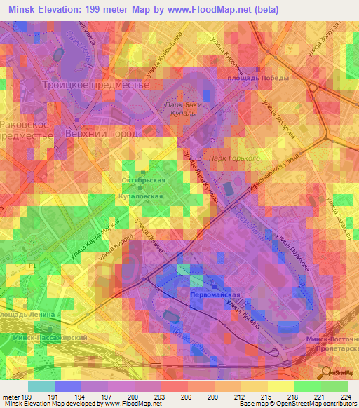 Minsk,Belarus Elevation Map
