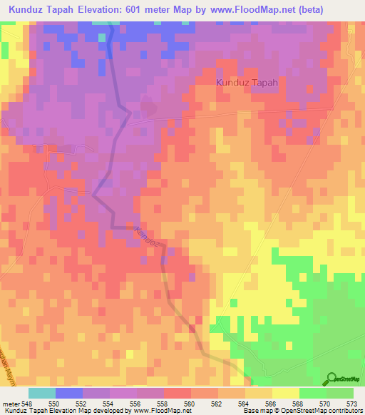 Kunduz Tapah,Afghanistan Elevation Map