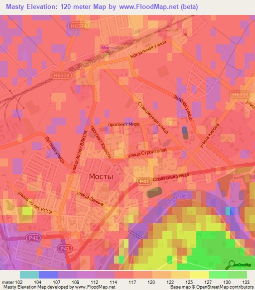 Masty,Belarus Elevation Map