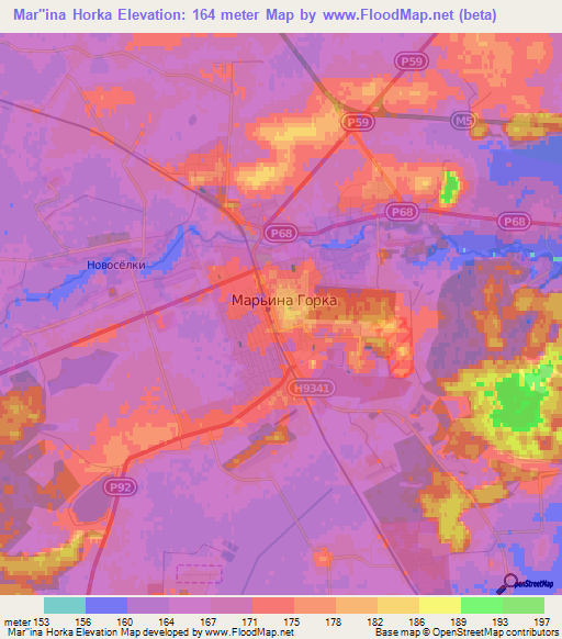 Mar''ina Horka,Belarus Elevation Map