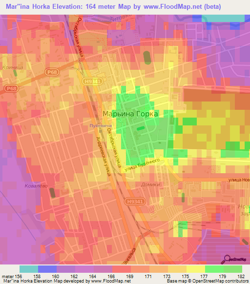Mar''ina Horka,Belarus Elevation Map