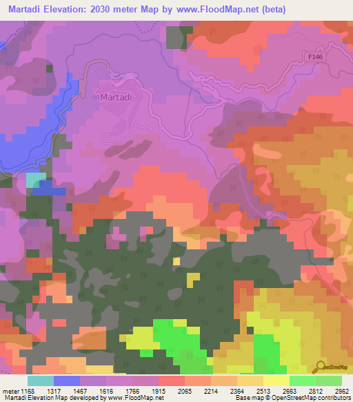 Martadi,Nepal Elevation Map