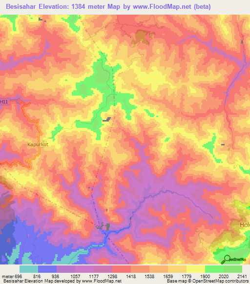 Besisahar,Nepal Elevation Map