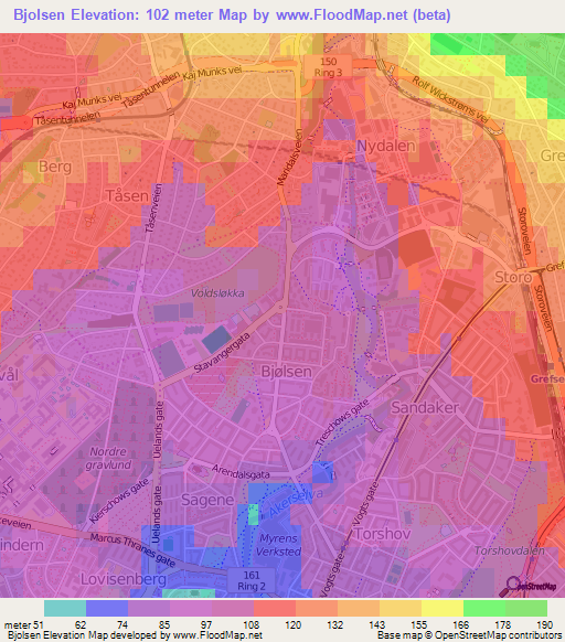 Bjolsen,Norway Elevation Map