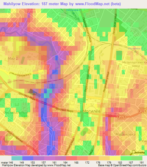Mahilyow,Belarus Elevation Map