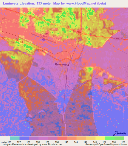 Luninyets,Belarus Elevation Map