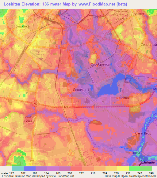 Loshitsa,Belarus Elevation Map