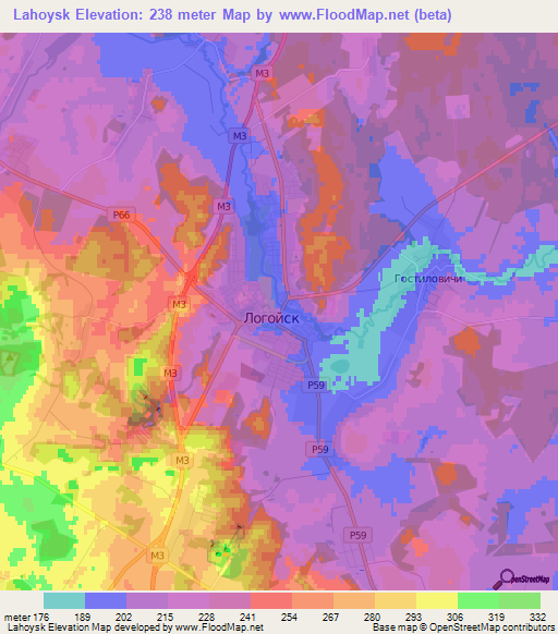 Lahoysk,Belarus Elevation Map