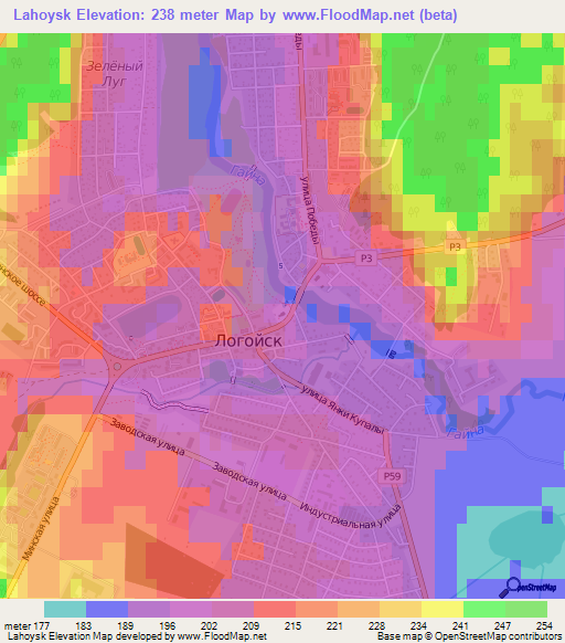 Lahoysk,Belarus Elevation Map