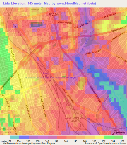 Lida,Belarus Elevation Map