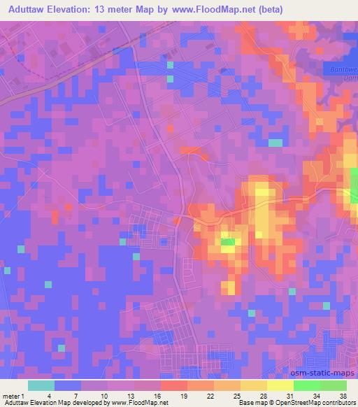 Aduttaw,Myanmar Elevation Map