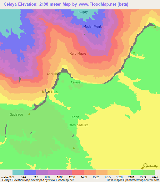Celaya,Somalia Elevation Map