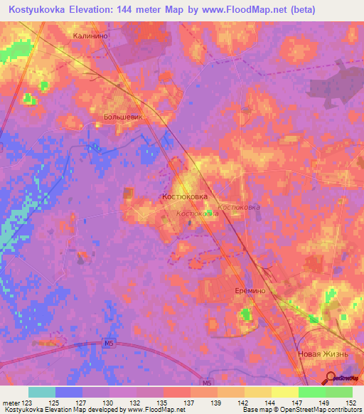 Kostyukovka,Belarus Elevation Map