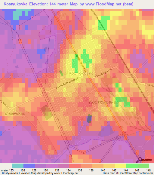 Kostyukovka,Belarus Elevation Map