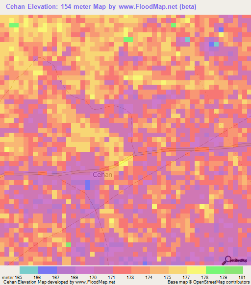 Cehan,Somalia Elevation Map