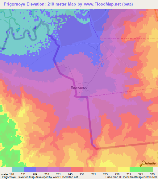 Prigornoye,Kazakhstan Elevation Map