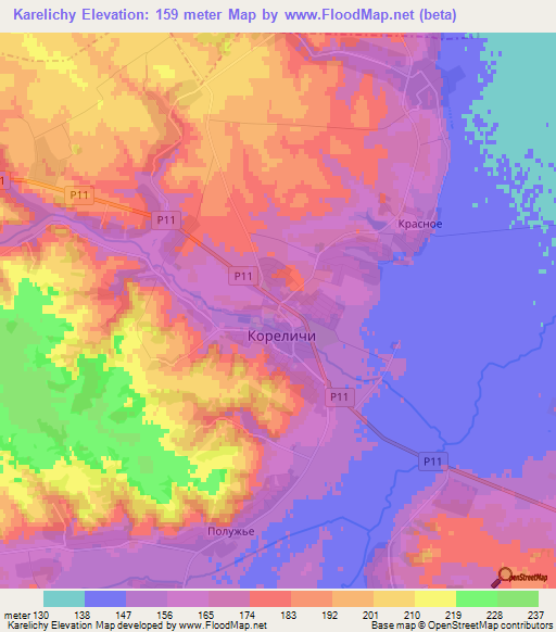 Karelichy,Belarus Elevation Map