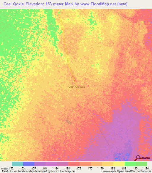 Ceel Qoxle,Somalia Elevation Map