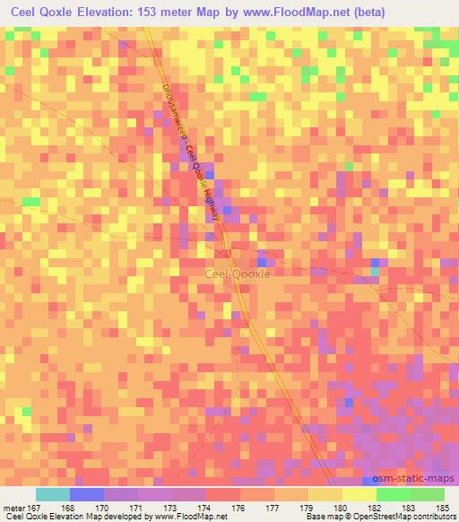 Ceel Qoxle,Somalia Elevation Map