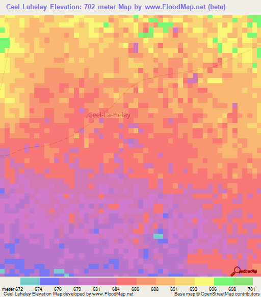 Ceel Laheley,Somalia Elevation Map