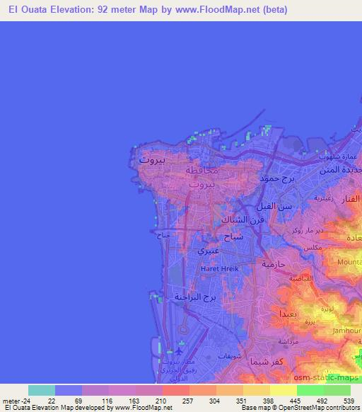 El Ouata,Lebanon Elevation Map