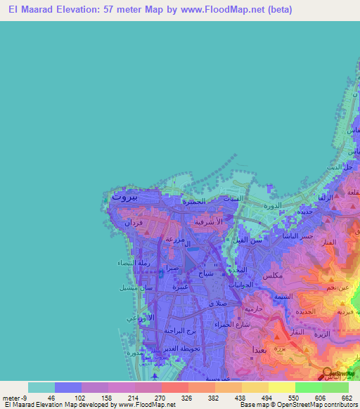 El Maarad,Lebanon Elevation Map