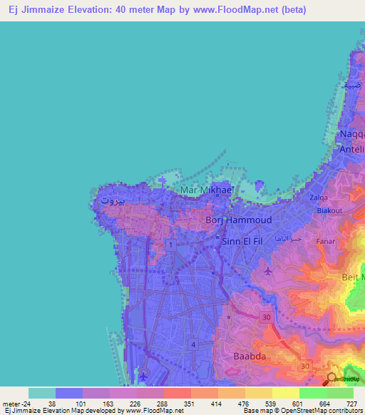Ej Jimmaize,Lebanon Elevation Map