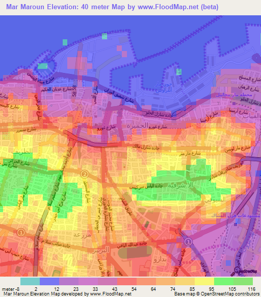 Mar Maroun,Lebanon Elevation Map
