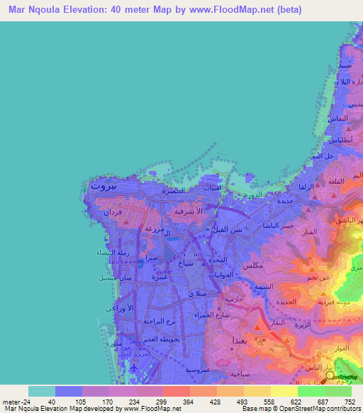 Mar Nqoula,Lebanon Elevation Map