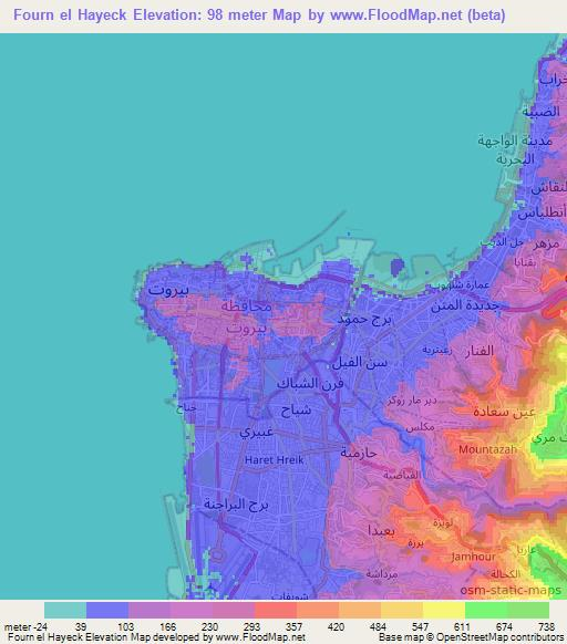 Fourn el Hayeck,Lebanon Elevation Map