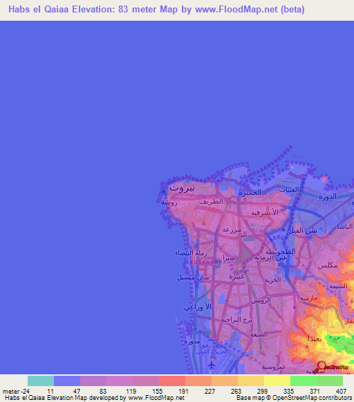 Habs el Qaiaa,Lebanon Elevation Map