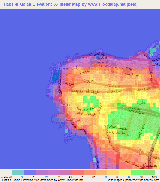 Habs el Qaiaa,Lebanon Elevation Map
