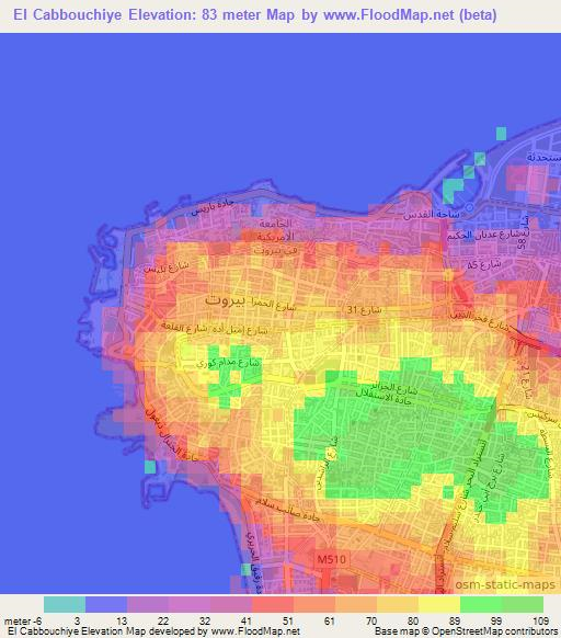 El Cabbouchiye,Lebanon Elevation Map