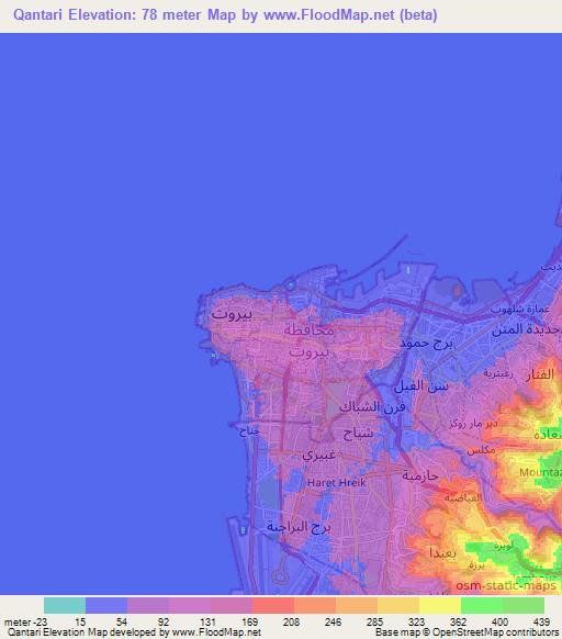 Qantari,Lebanon Elevation Map