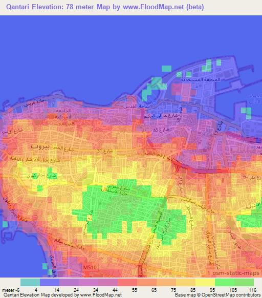 Qantari,Lebanon Elevation Map