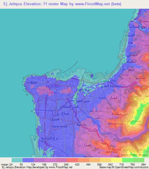 Ej Jeitqou,Lebanon Elevation Map