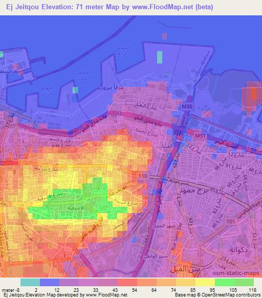 Ej Jeitqou,Lebanon Elevation Map