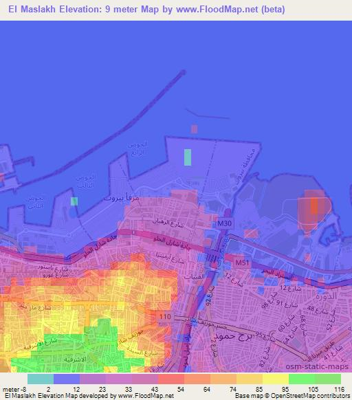 El Maslakh,Lebanon Elevation Map