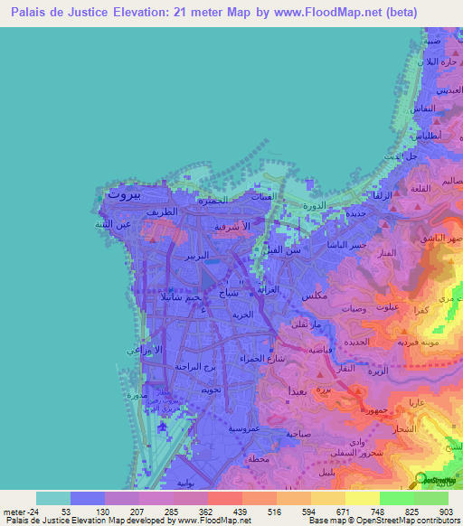 Palais de Justice,Lebanon Elevation Map