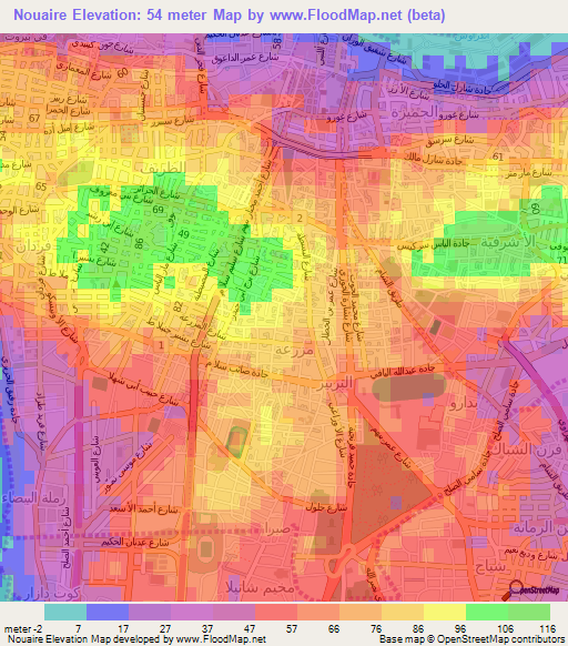 Nouaire,Lebanon Elevation Map