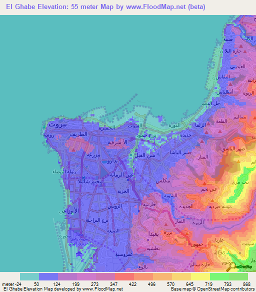 El Ghabe,Lebanon Elevation Map