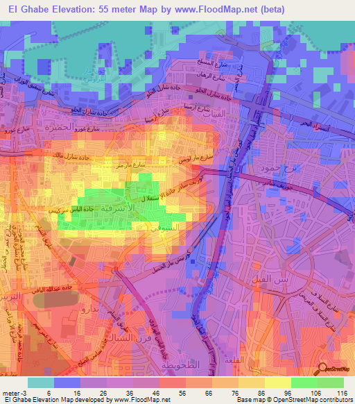El Ghabe,Lebanon Elevation Map