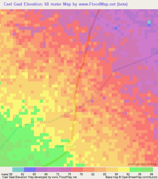 Ceel Gaal,Somalia Elevation Map