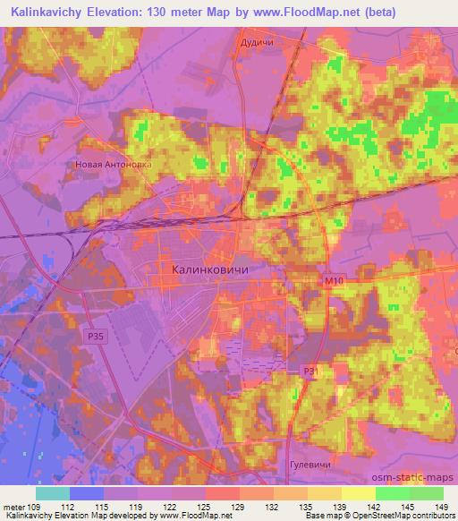 Kalinkavichy,Belarus Elevation Map