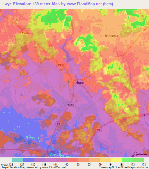Iwye,Belarus Elevation Map