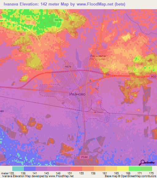 Ivanava,Belarus Elevation Map