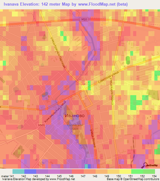 Ivanava,Belarus Elevation Map