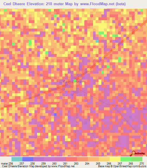 Ceel Dheere,Somalia Elevation Map