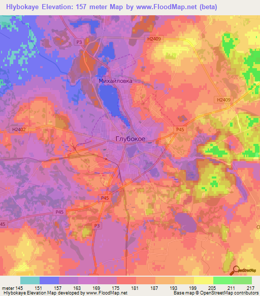 Hlybokaye,Belarus Elevation Map